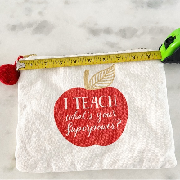 Paper Source I Teach What’s Your Superpower Zip Pouch Pencil Case / Cosmetic Bag - Picture 4 of 7